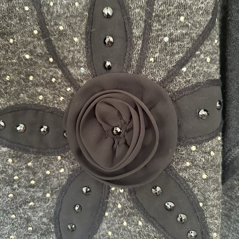 Pretty Angel Artsy Embroidered Flower Sweater Women L Linen Blend Lagenlook Whim - Picture 3 of 9